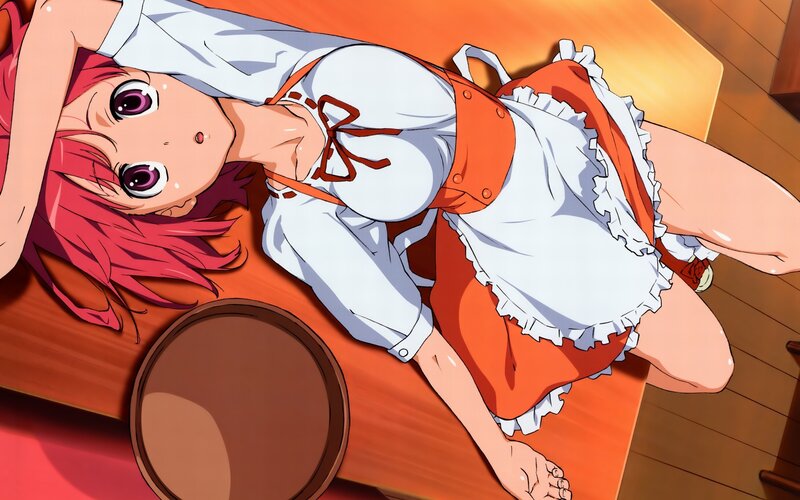 Red-haired Girl in Apron — White