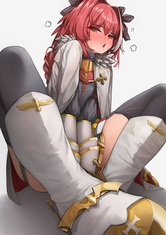 Red-haired Girl in Armor — White