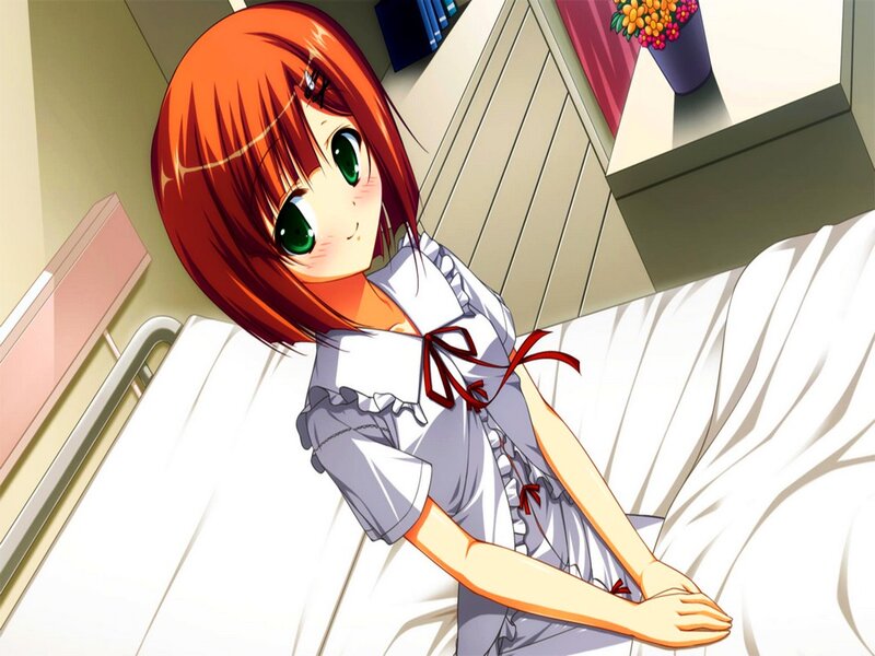 Red-haired Girl in Bed — White, Calm