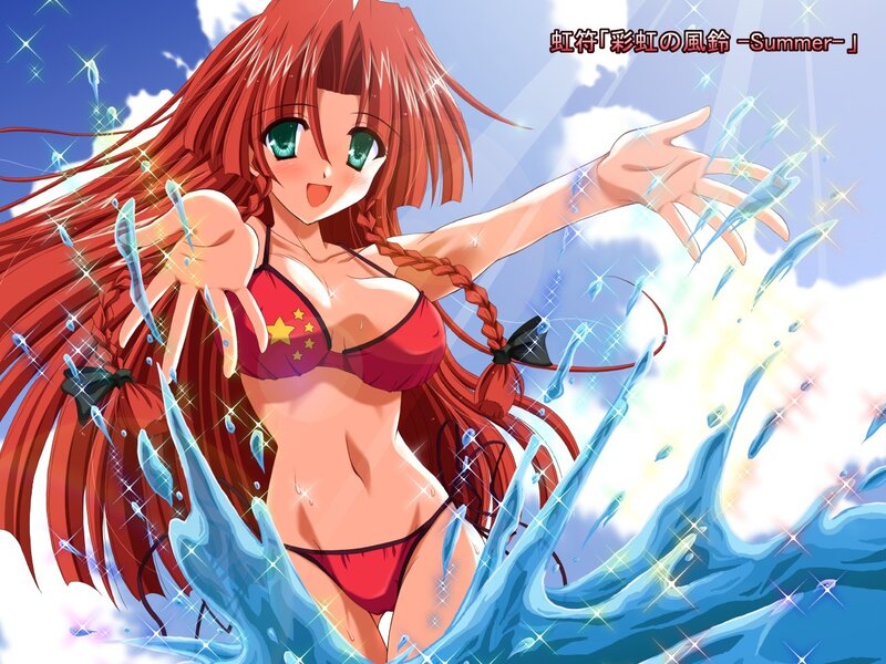 Red-haired Girl in Bikini — Blue