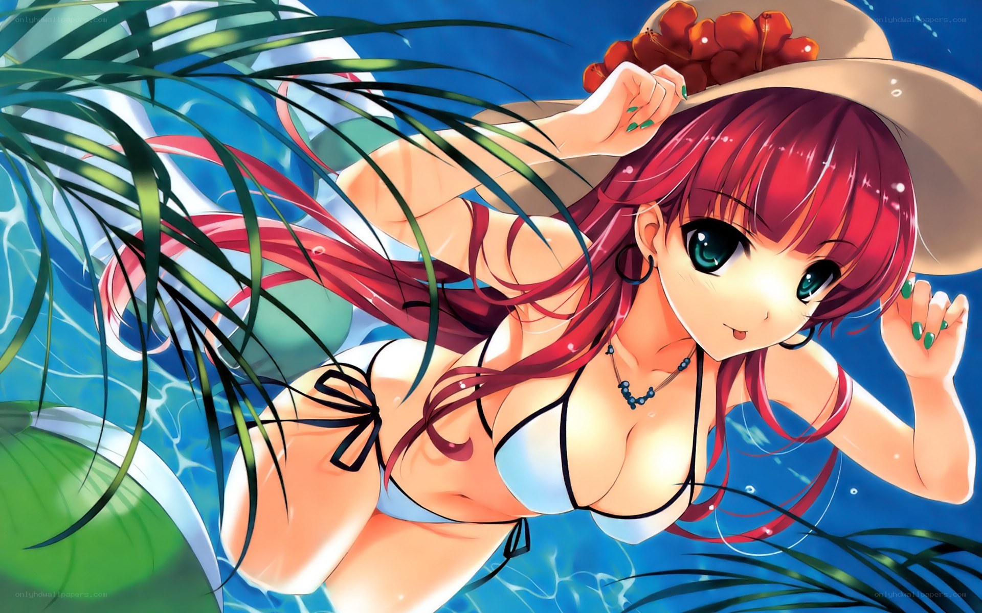 red-haired girl in bikini