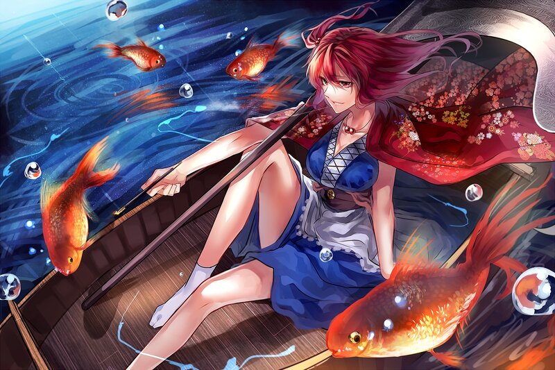 Red-haired Girl in Boat — Blue