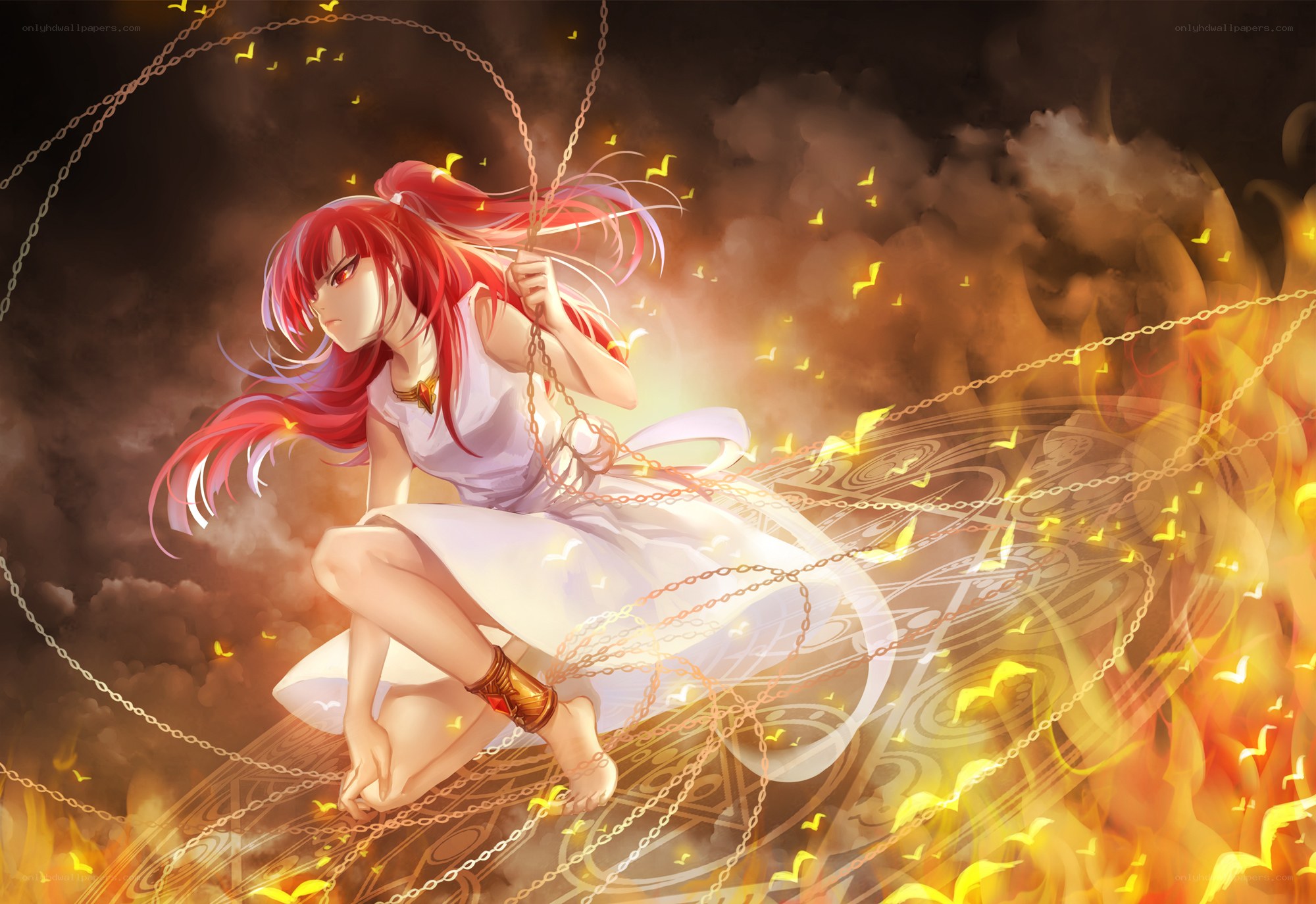 Red-haired girl in chains