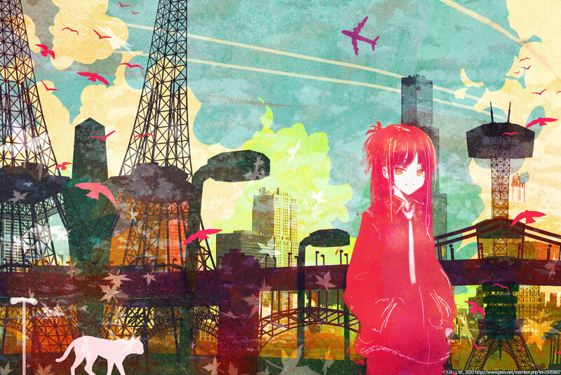 Red-haired Girl in City