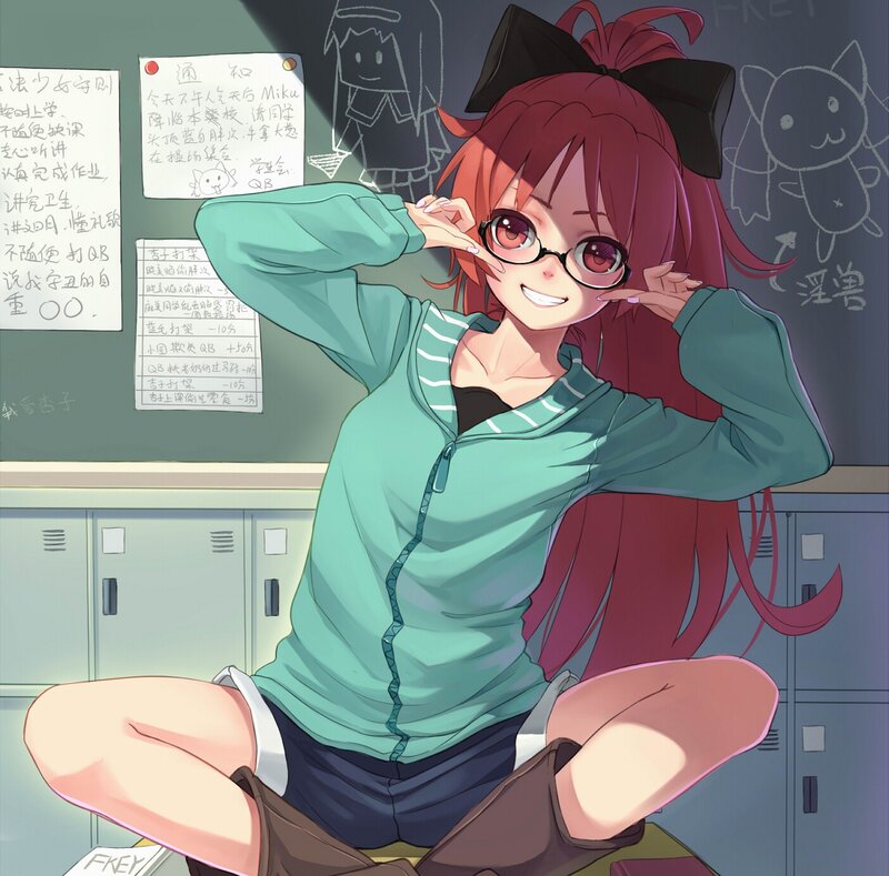 Red-haired Girl in Classroom — Green
