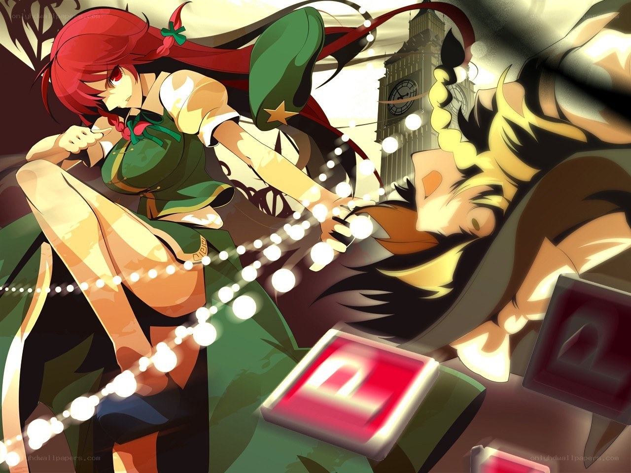 Red-haired girl in combat