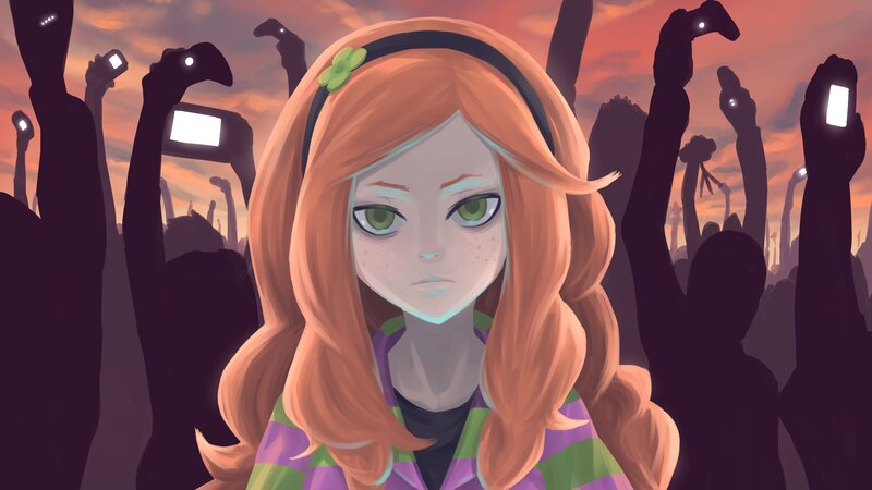 Red-haired Girl in Crowd