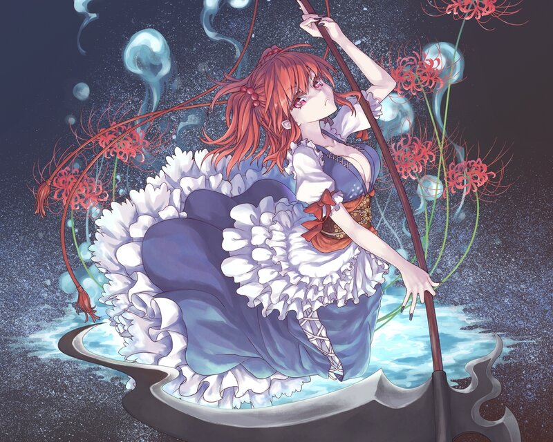 Red-haired Girl in Dress — Blue, Dreamy, Night