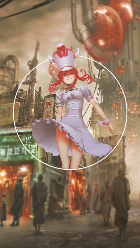 Red-haired Girl in Dress — Purple, Dramatic, Anime