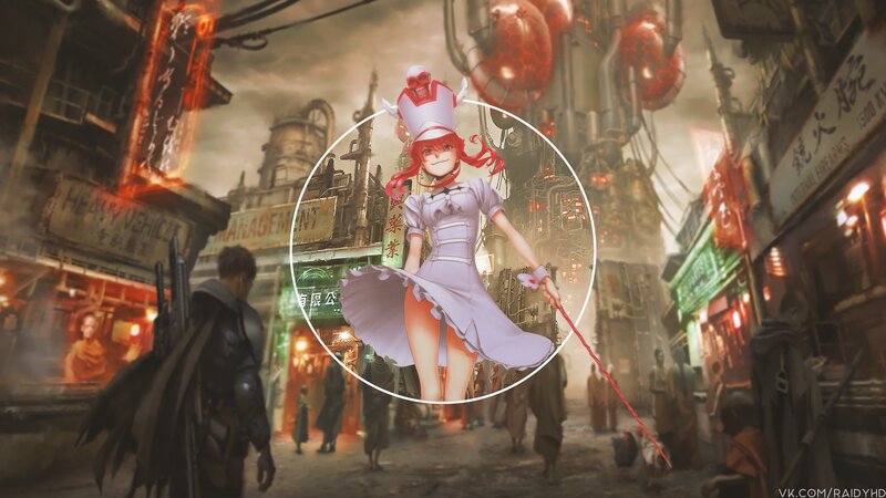 Red-haired Girl in Dress — Purple, Dramatic, Night, Digital Art