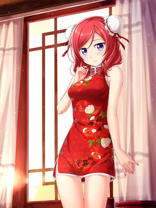 Red-haired Girl in Dress — Red, Calm, Afternoon