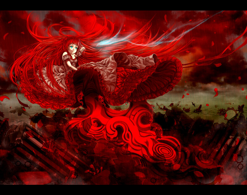 Red-haired Girl in Dress — Red, Dramatic