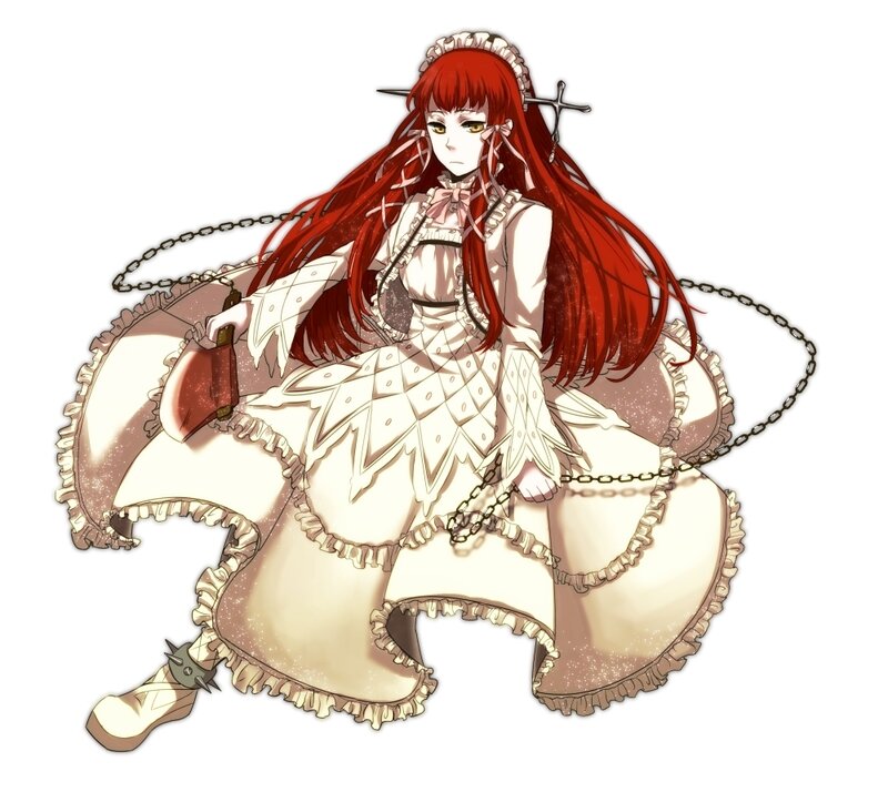 Red-haired Girl in Dress — White