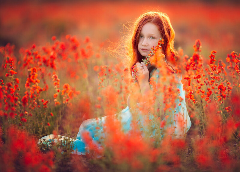 Red-haired Girl in Field — Red