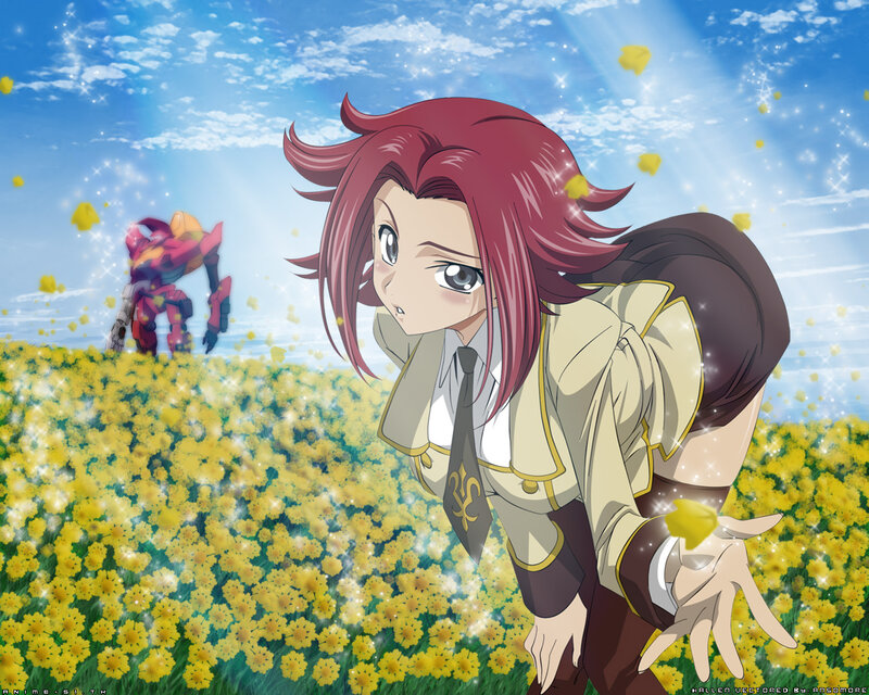 Red-haired Girl in Field — Yellow, Serene