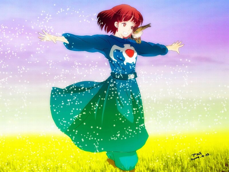 Red-haired Girl in Field — Yellow