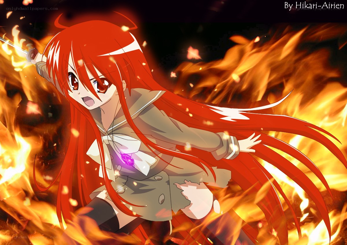 Red-haired girl in fire