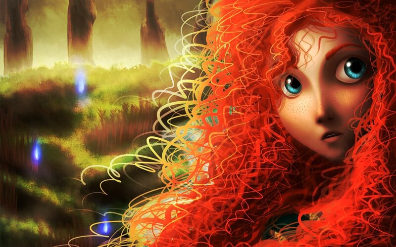Red-haired Girl in Forest — Red, Dramatic, Night, Digital Art