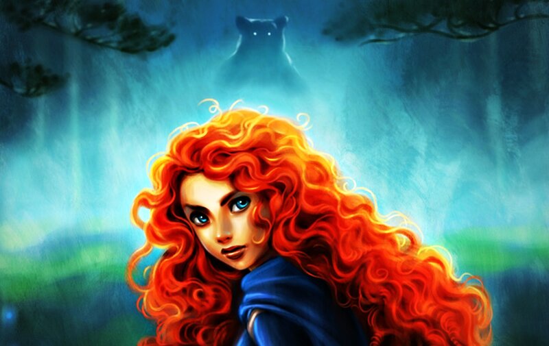 Red-haired Girl in Forest — Red, Dramatic, Night