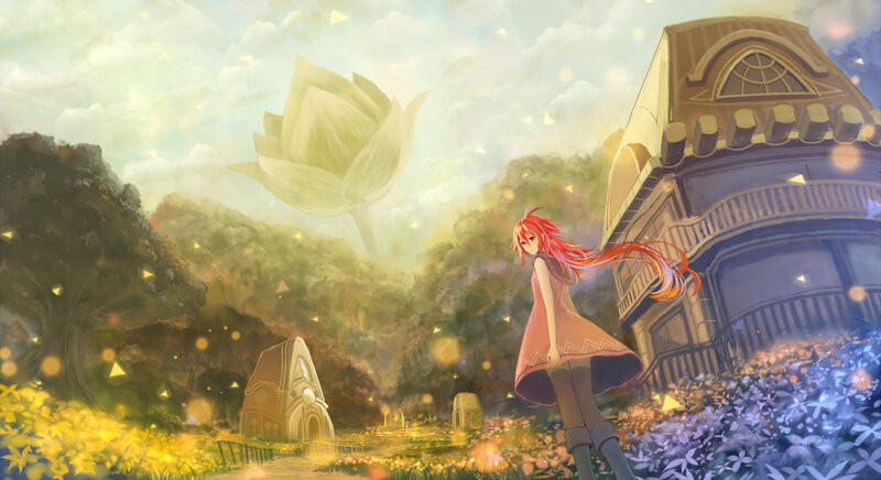 Red-haired Girl in Garden — Yellow