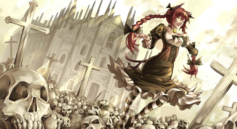 Red-haired Girl in Graveyard — Brown
