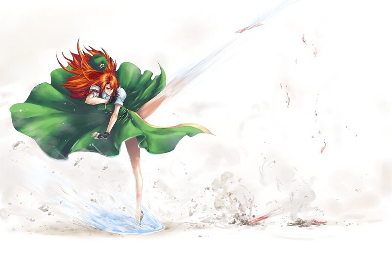 Red-haired girl in green cloak