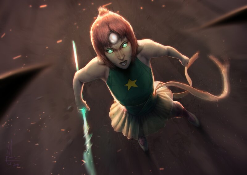Red-haired Girl in Green Dress — Dramatic
