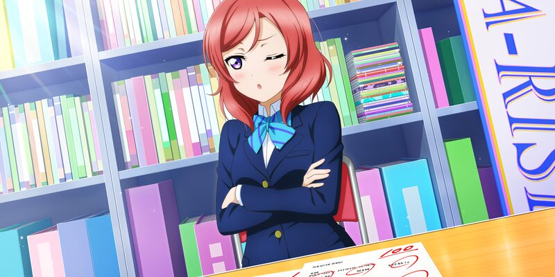 Red-haired Girl in Library — Blue
