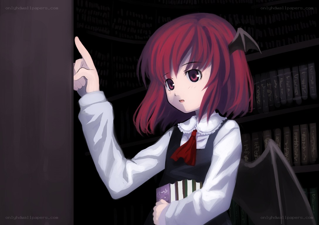 red-haired girl in library