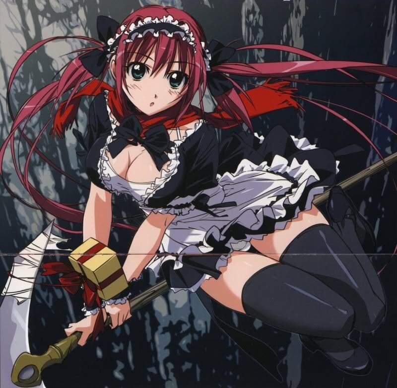 Red-haired Girl in Maid Outfit — Black, Dramatic
