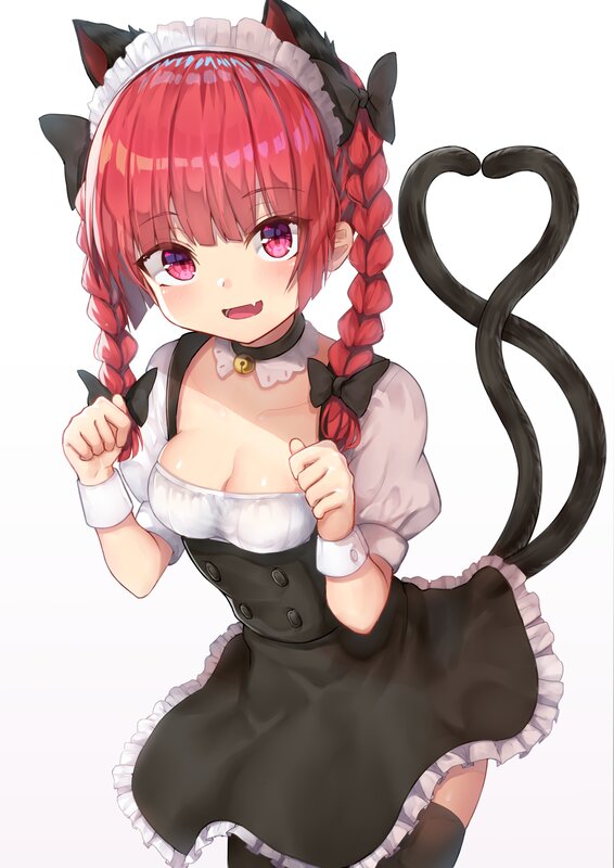 Red-haired Girl in Maid Outfit — Pink, Playful