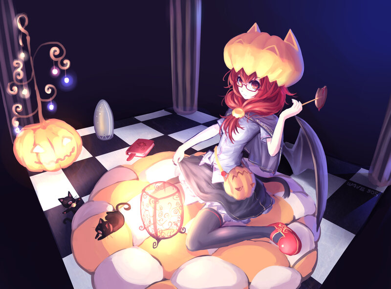 Red-haired Girl in Pumpkin Hat