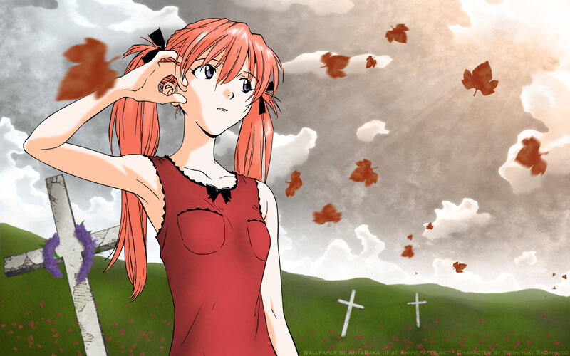 Red-haired Girl in Red Dress — Dramatic, Autumn