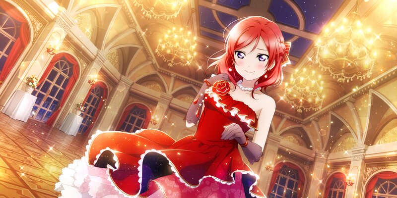 Red-haired Girl in Red Dress — Elegant