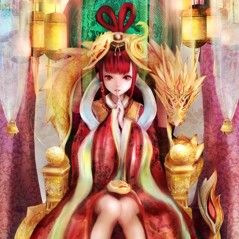 Red-haired Girl in Red Robe