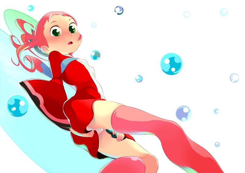Red-haired Girl in Red Suit — Playful
