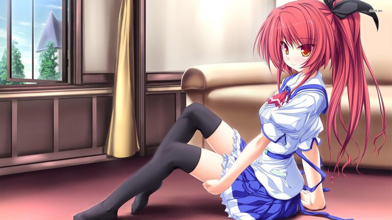 red-haired girl in school uniform