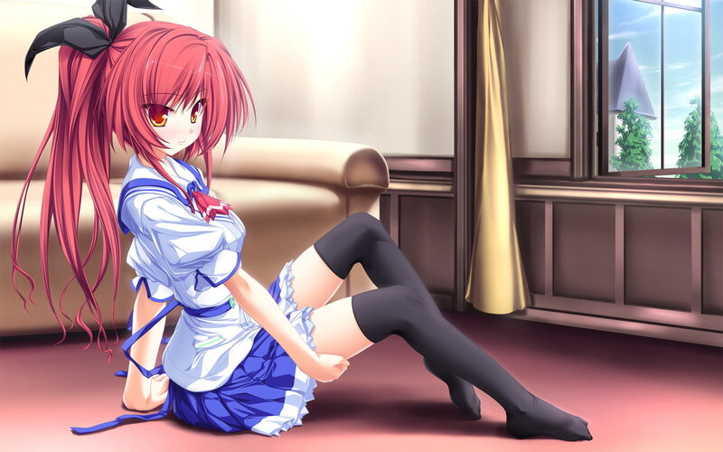 red-haired girl in school uniform