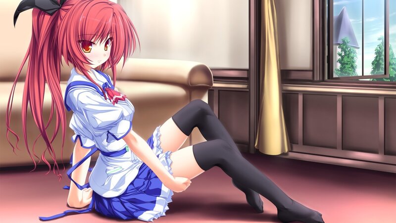 red-haired girl in school uniform