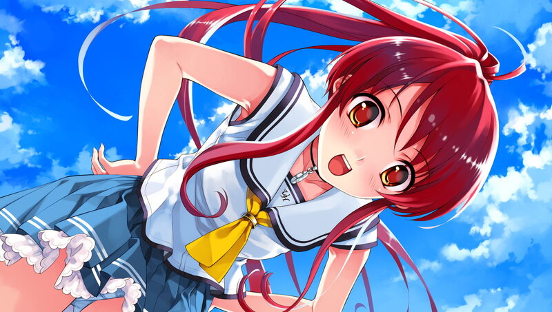 Red-haired Girl in School Uniform — Blue