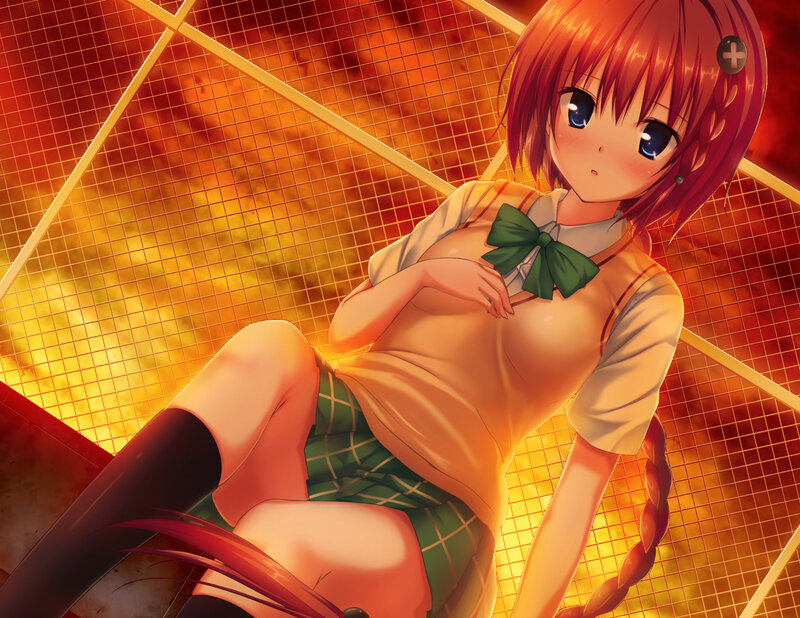 Red-haired Girl in School Uniform — Orange