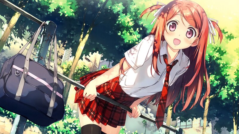 Red-haired Girl in School Uniform — Red, Bright, Cheerful