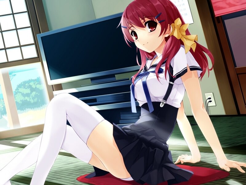 Red-haired Girl in School Uniform — Red
