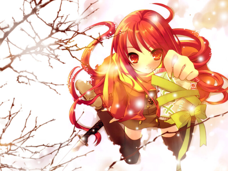 Red-haired Girl in Snow — Red, Calm