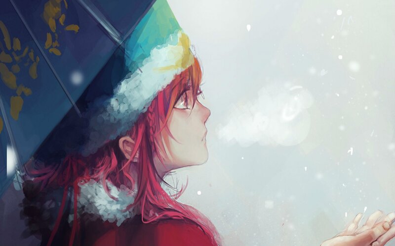 Red-haired Girl in Snow — Red