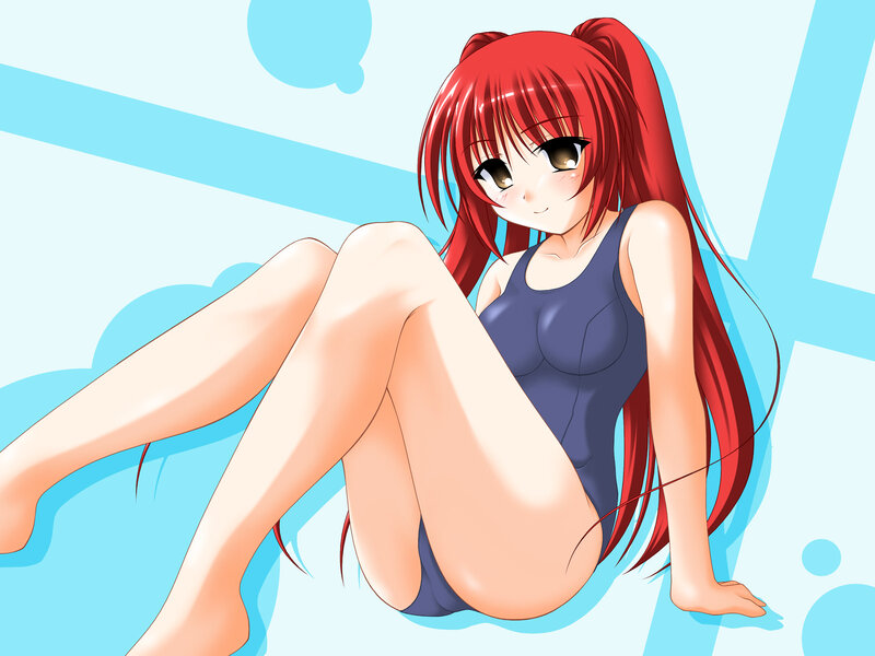 red-haired girl in swimsuit