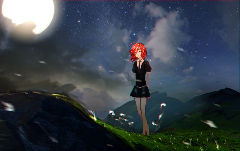 Red-haired Girl in Uniform — Black
