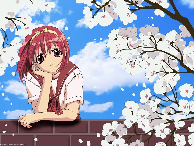 Red-haired Girl in Uniform — Blue, Serene