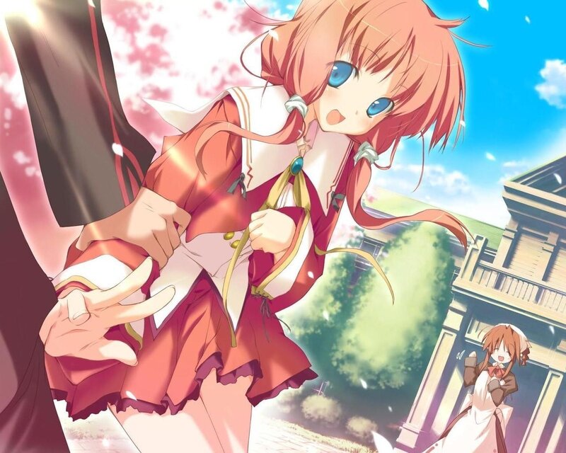 Red-haired Girl in Uniform — Pink, Cheerful