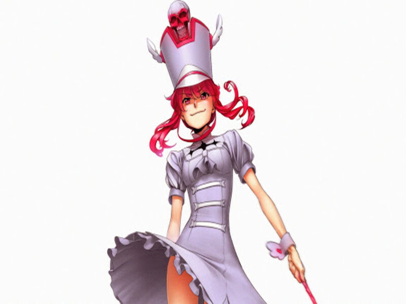 Red-haired Girl in Uniform — Purple, Playful